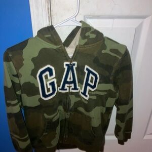 GAP Kids Olive Camo Zip-Up Hoodie
